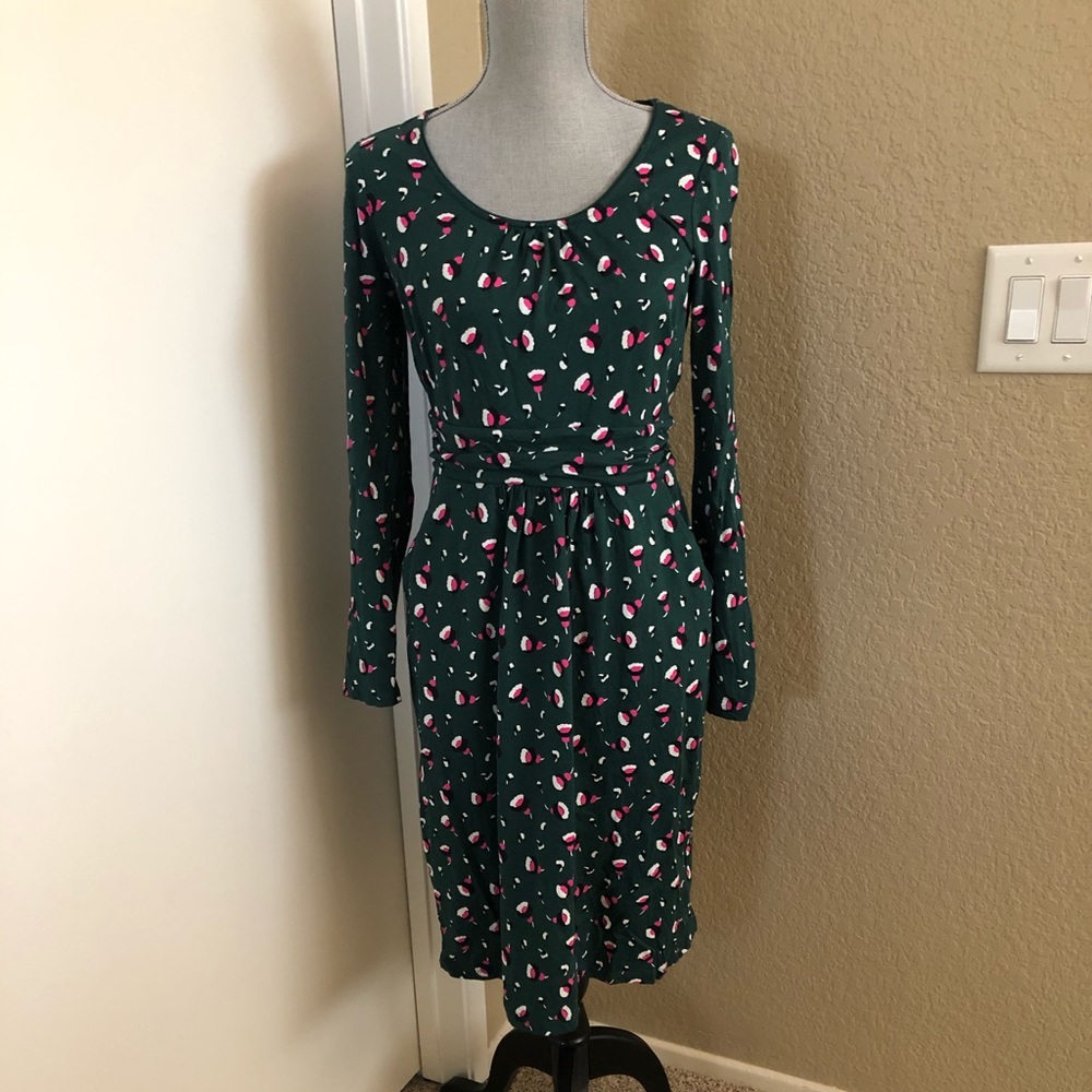 Boden Green Pink Floral Midi